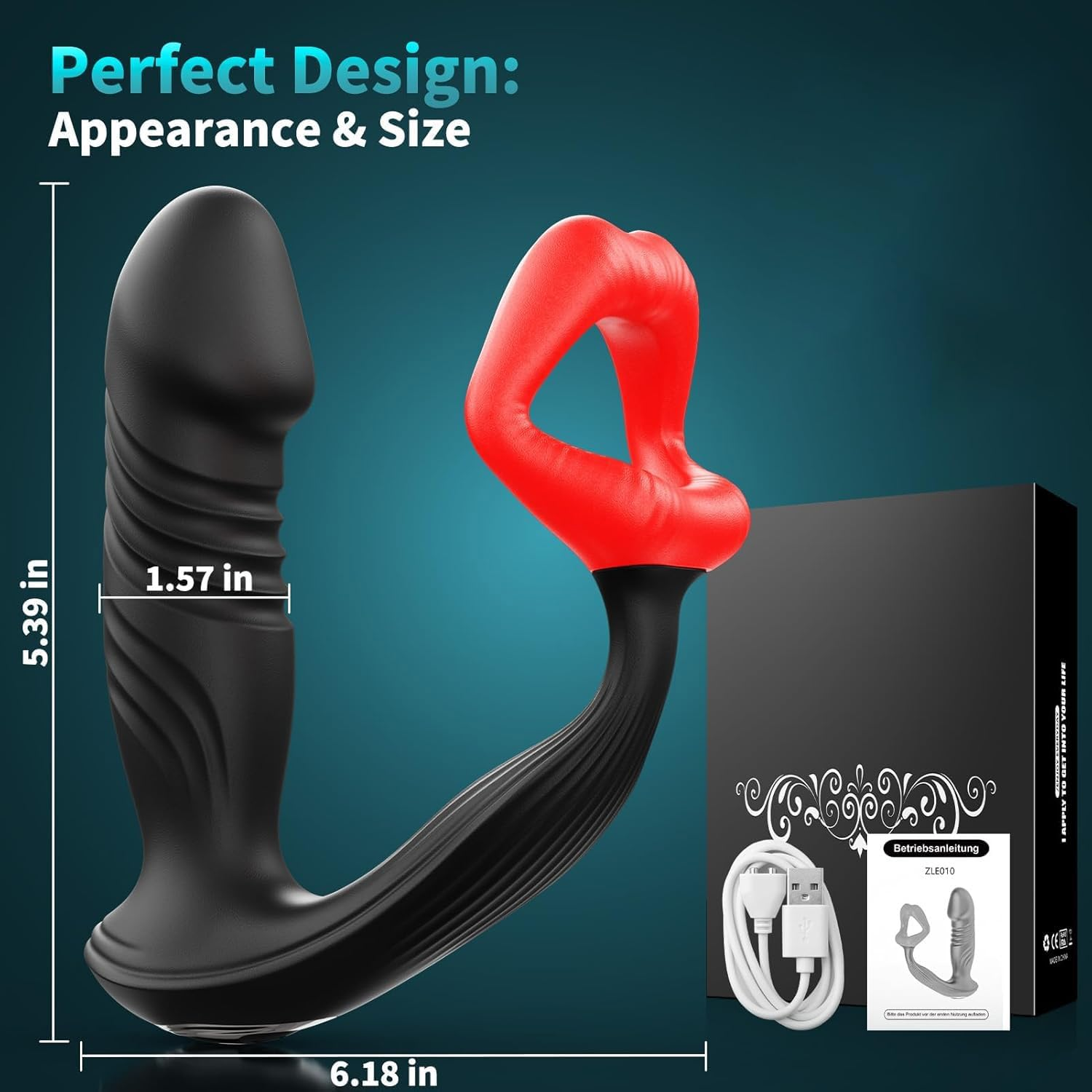 4 in 1 Prostate Sex Toys Male Massager, Vibrator with Penile Ring, APP Controlled Male Expander, Anal Plug Dildo Vibrator with 9 X 9 Thrust Modes Vibrating Portabl for Couple Sex Toys image number 4