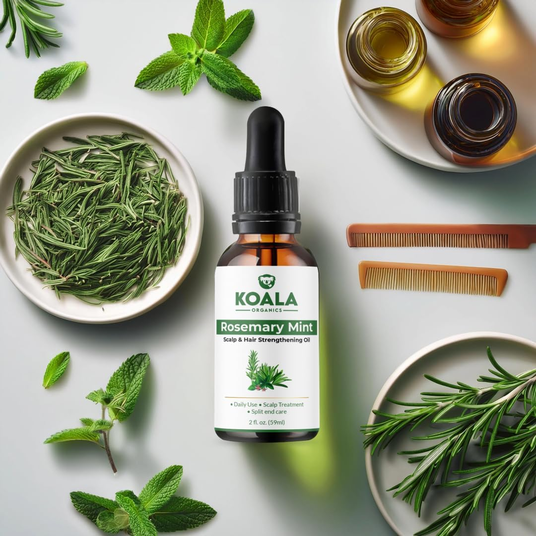 Koala Organics Rosemary Mint Scalp and Hair Strengthening Oil | Shop Local | Australia-Owned Brand | Hair Oil with Biotin & Natural Oils | Jojoba + Castor Blend | 59 ML image number 3