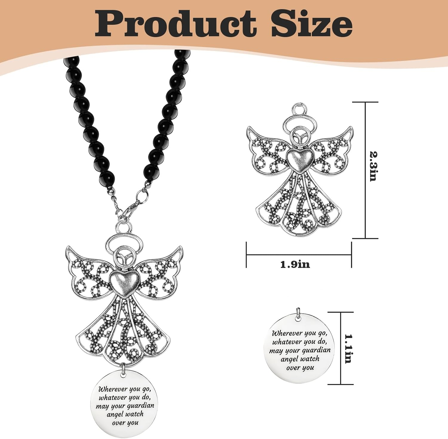 2 Pack Guardian Angel Car Charm&Cross Car Charm Rear View Mirror Accessories Set,Cross for Car Rear View Mirror Car Charm,Guardian Angel for Car,New Driver Gifts image number 2