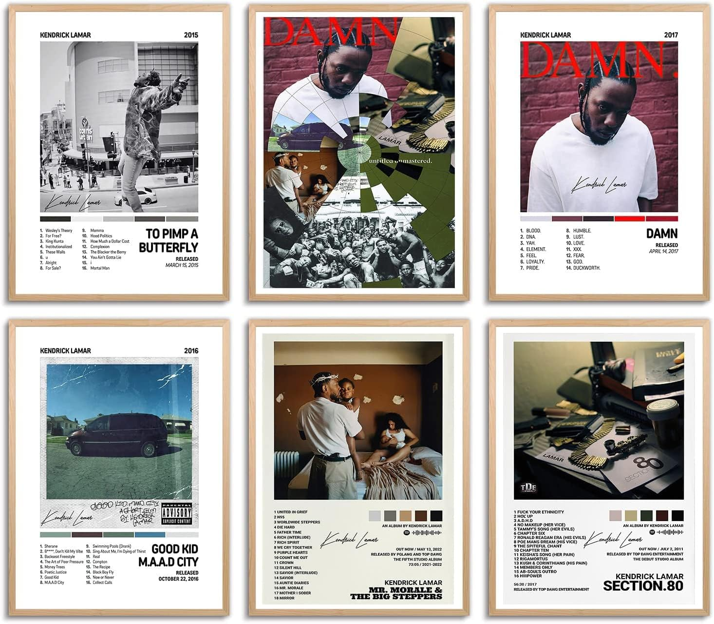 To a Butterfly Good Kid City Damn Music Album Cover Signed Limited Canvas Wall Art Room Aesthetics Decor Set of 6 Unframed 8X10 Inch Poster