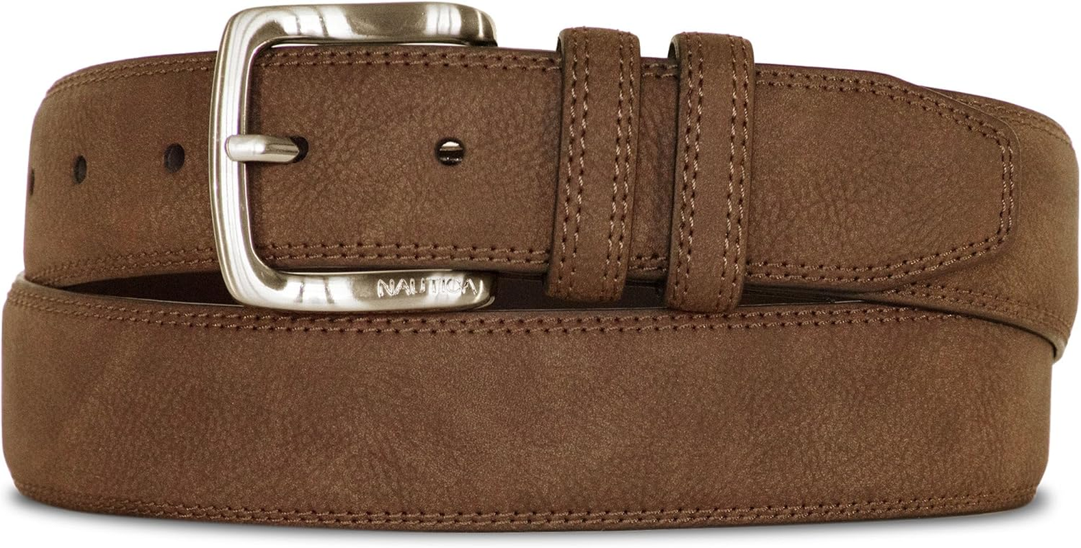 Nautica Men'S Casual Padded Leather Belt with Signature Ornament