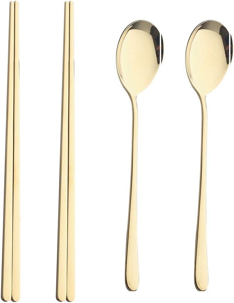 Onlycooker 5 Piece Forks Set, 18/10 Stainless Steel Korean Silverware Set Service for 5 Tableware Dinnerware Dishwasher Safe