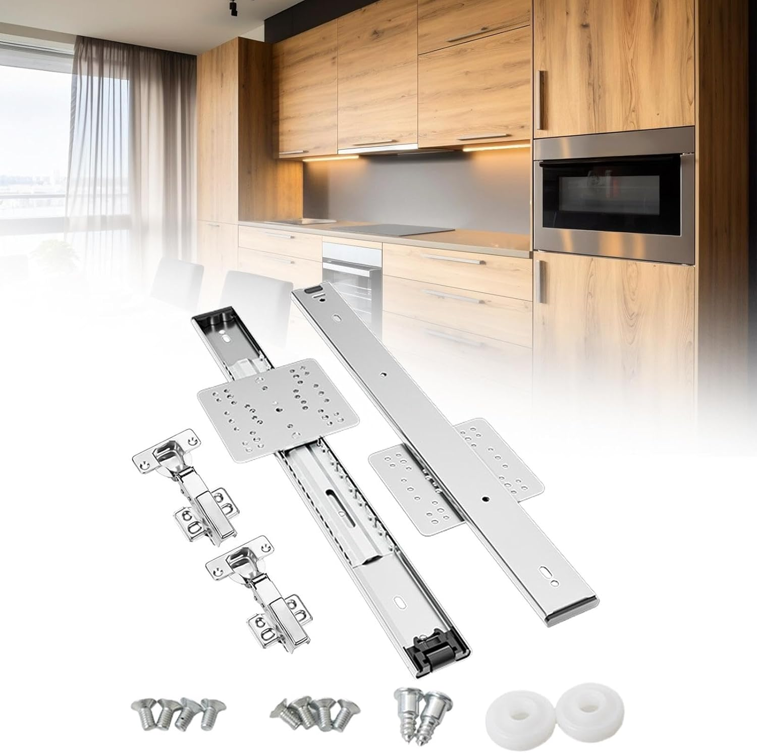 Leeqinersw Cabinet Door Slide Rails for Pocket Doors and Sliding Hardware Kit for Home Storage, 500Mm image number 1