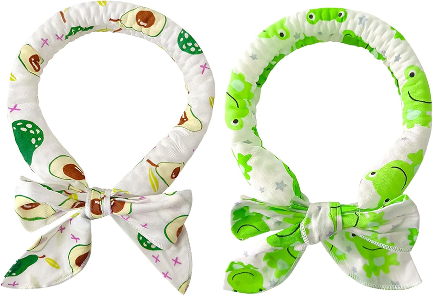 Cooling Bandana for Dogs, Cooling Ice Collar for Dogs, Pet Cooling Scarf, Breathable Dog Cooling Collar, 2 Pieces Cat Bandana Ice Collar, for Cats, Dogs, Camping in Summer (Green + White)
