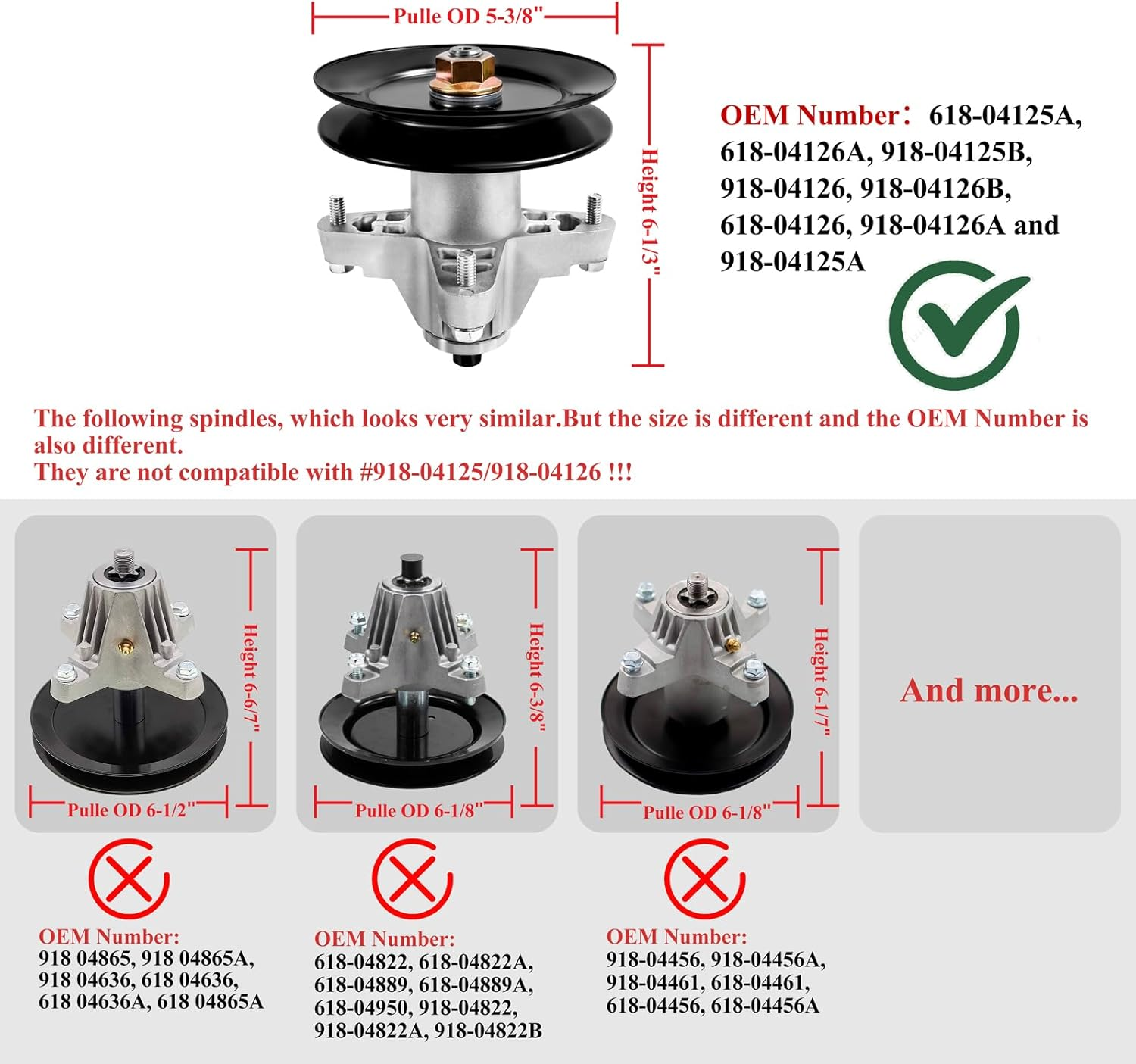 Parts Camp Replaces Spindle Assembly for Mtd/Cub Cadet 918-04125B 918-04126 618-04126 918-04125 618-04125 image number 5