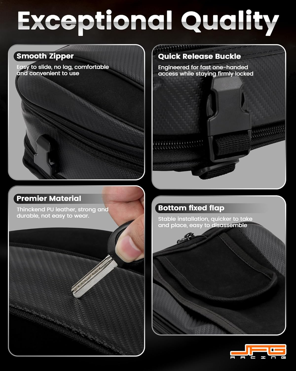 JFG Racing Motorcycle Tail Bag,Universal 11.5L Rear Seat Bag Luggage Bag Saddle Bags Multifunctional for Motorcycle Sports Dirt Bike image number 2