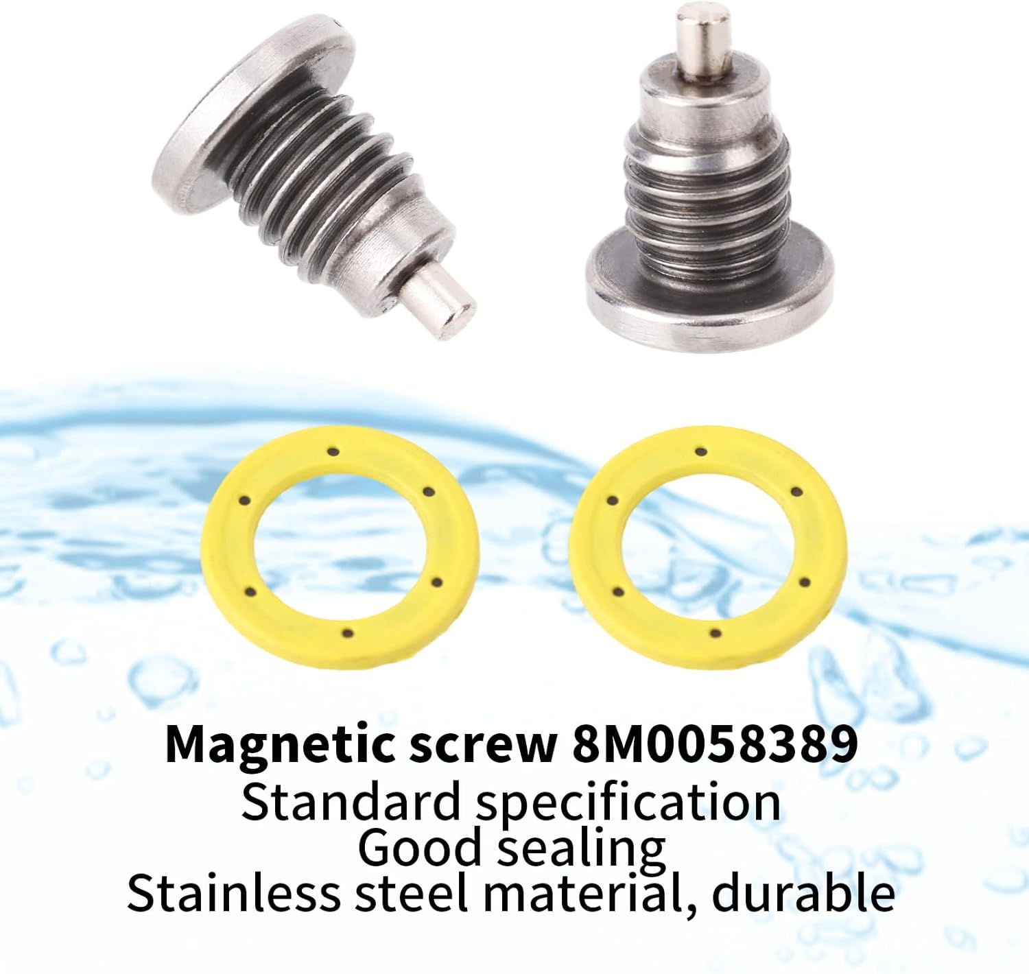 2 Sets Lower Unit Drain Plug for Mercury Mercruiser Outboard Engine Gear Case, 3/8-16 Thread 8M0058389 Magnetic Screw & 10-79953Q04 Non-Magnetic Screw with 2Pcs Seal Gasket image number 3
