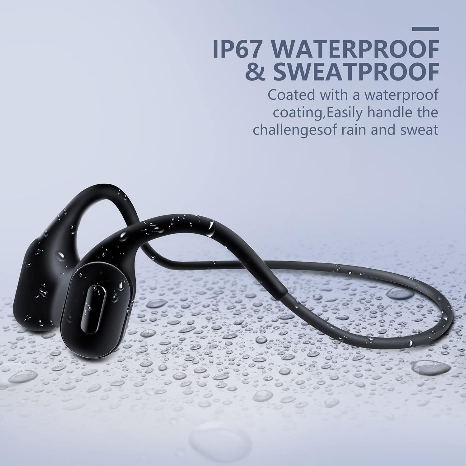 Bone Sound Headphones, Open Ear Bluetooth 5.2 Wireless Headphones, IP67 Waterproof Sports Headphones, Open Ear Headphones with Microphone, Bone Sound Headphones for Running, Cycling, Hiking image number 1