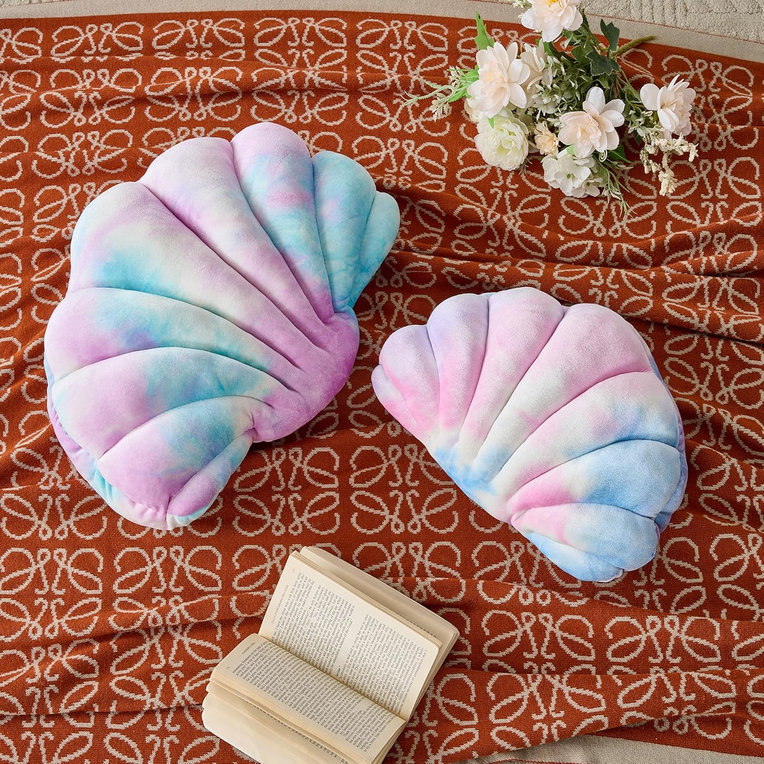 XIAIJIA Seashell Decorative Pillow Shell Shaped Throw Pillow 3D Insert Beach Pillow Soft Velvet Pillow Sea Ocean Decoration Couch Bed Pillow Cushions(White,18 X 13 Inch) image number 7