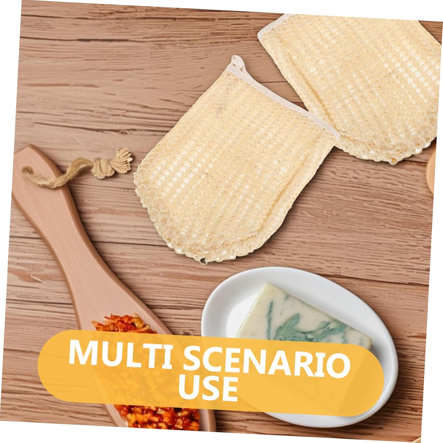 NULYLU 2Pcs Sisal Gloves Women Bathing Gloves Exfoliating Bathing for Cleaning Reusable image number 4