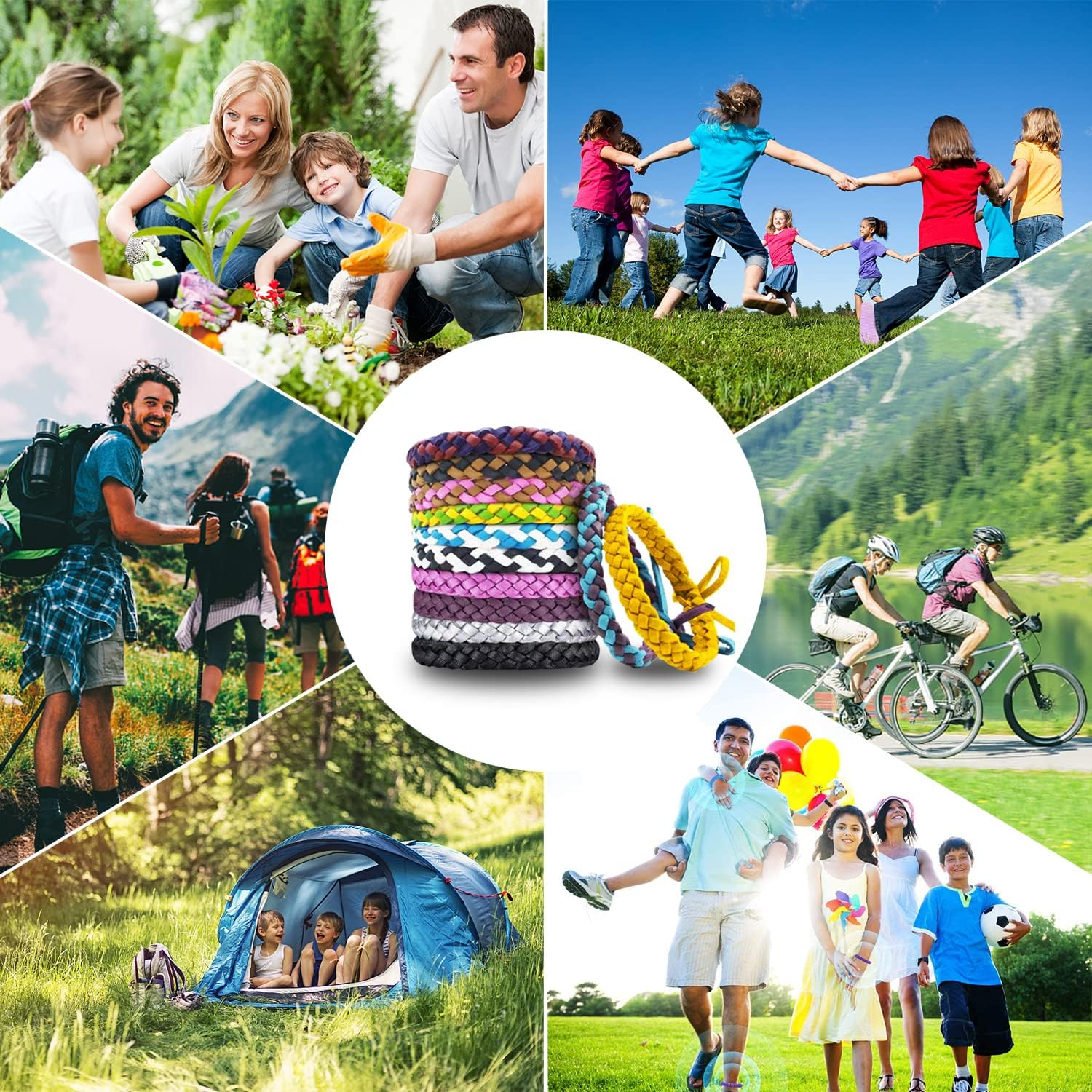 12 Pack Mosquito Repellent Bracelets, Individually Wrapped PU Leather Insect & Bug Repellent Wrist Bands for Kids & Adults Outdoor Camping Fishing Traveling