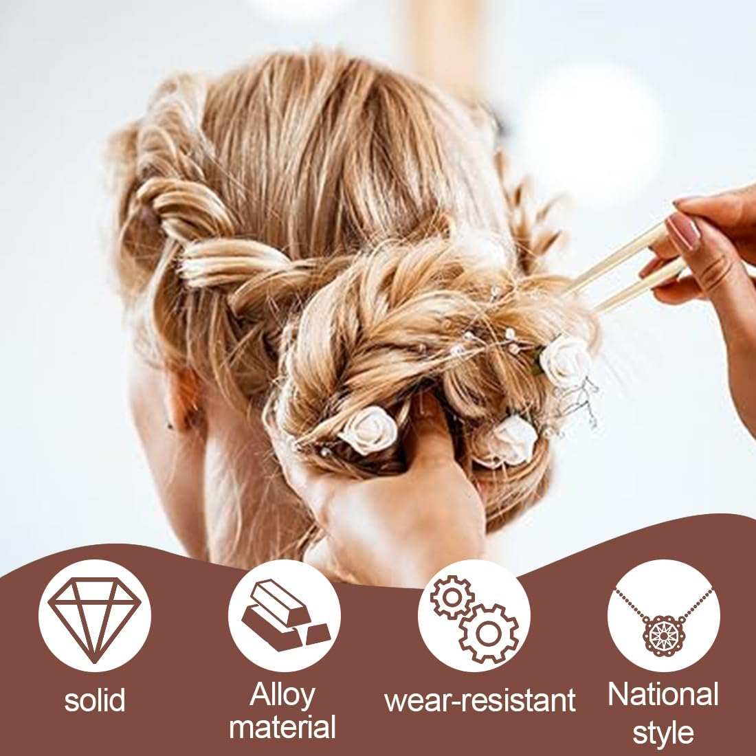 ZORVUJI 6 Pieces French Hair Pins, U Shaped Metal Hairpins, 2 Prong Updo Chignon Pins, Vintage Hair Fork for Weddings, Dating, Girls, Women Hair Accessories image number 5