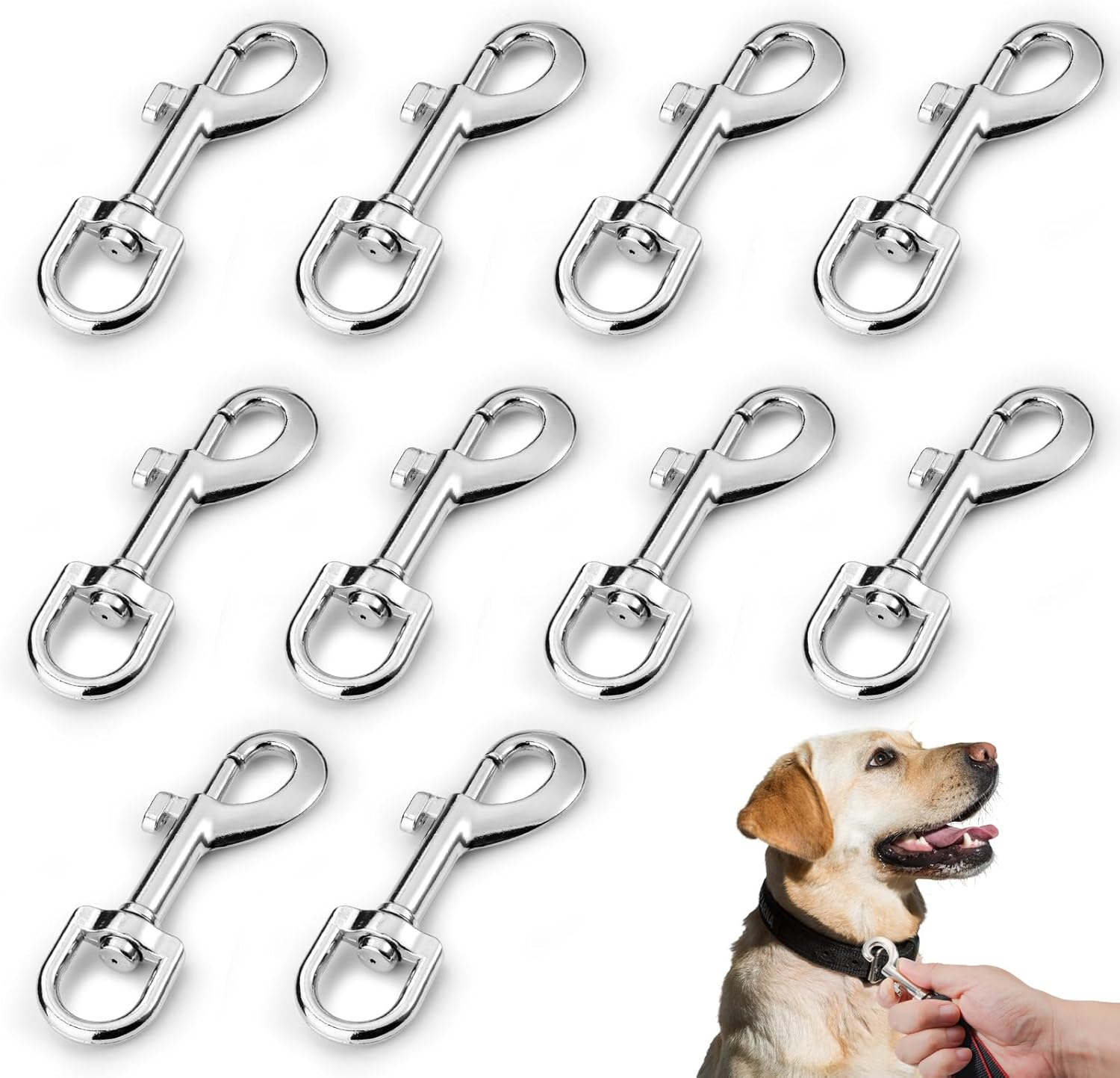10Pcs Swivel Snap Hooks, Heavy Duty Metal Flag Clips for Flagpole Rope, Dog Leash Clip Collar Hardware, Clasp for Pet Leash, Key Chain, 3.1X0.6In image number 2