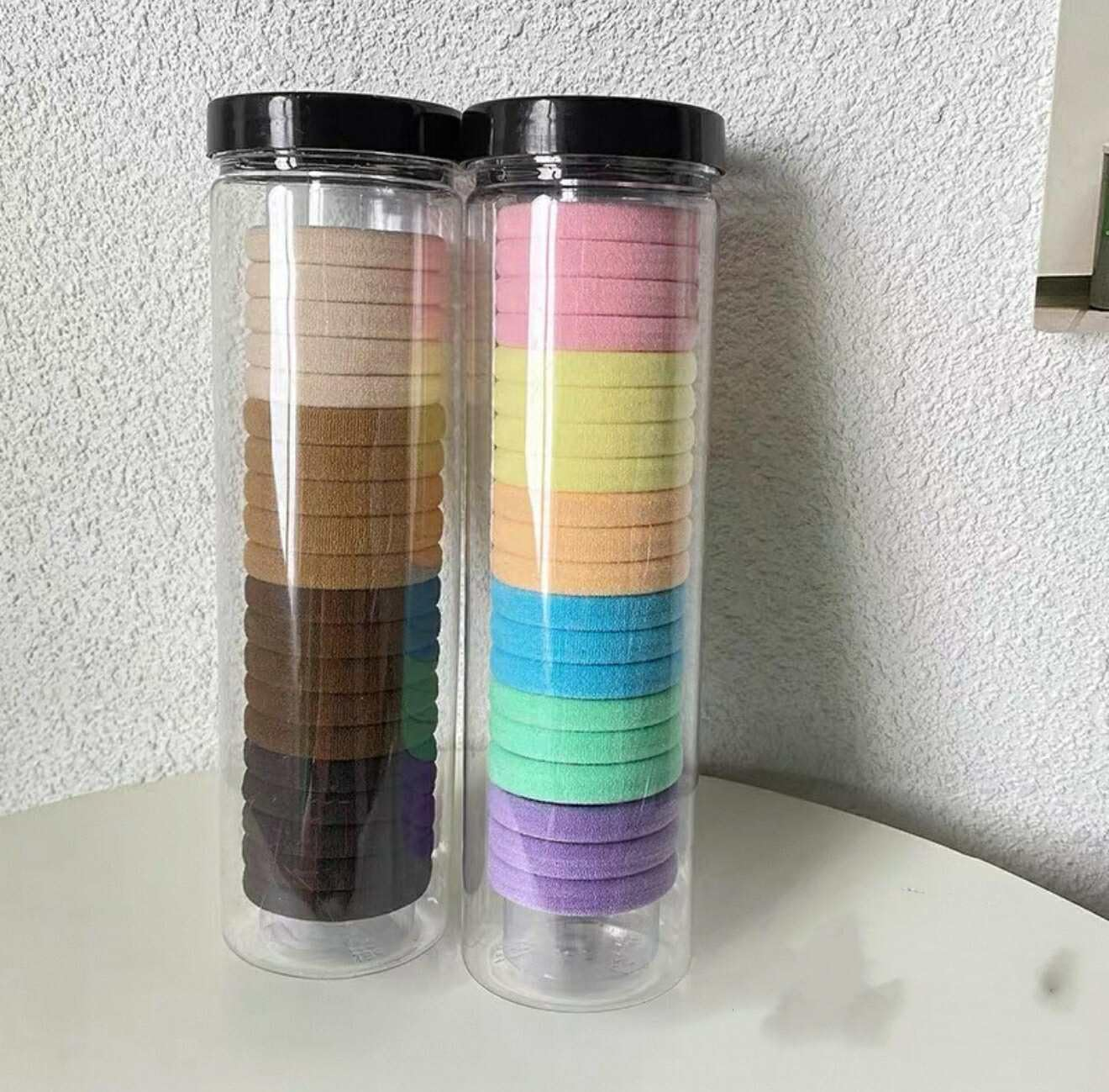 36Pcs/5Cm High Elastic Hair Ties, Multi-Colour Hair Bands Mixed with Storage Jars,Ponytail Holderes with Storage Jar,Soft & High Elastic Hair Bands, High Ponytail Holder (Brown #2) image number 4