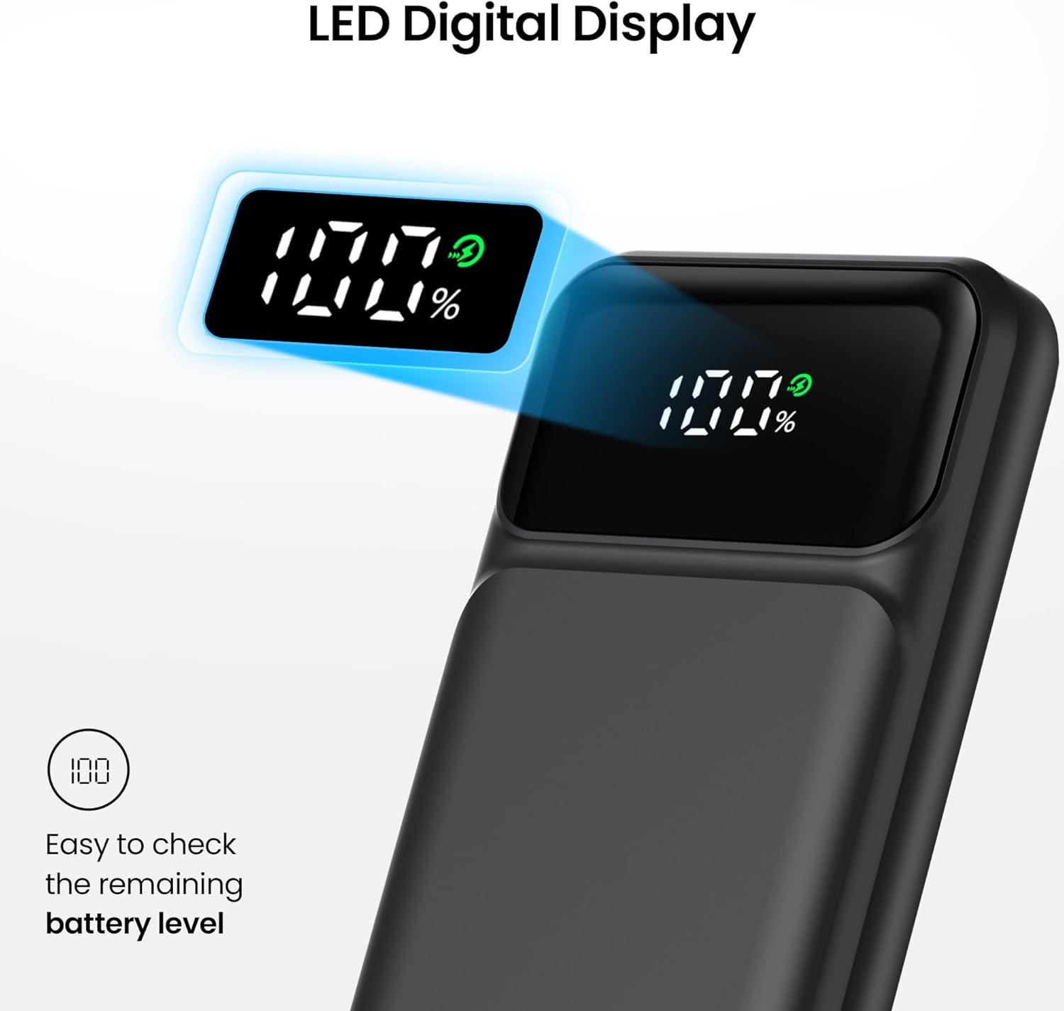 ZYRON 20000Mah Power Bank, 22.5W Dual USB-C Portable Charger, Fast Charging PD3.0 QC4.0, LED Display Battery Pack with Built in Cables, 20W Powerbank for Iphone, 18W S23/S22 Xiaomi Pixel Switch Ipad image number 5