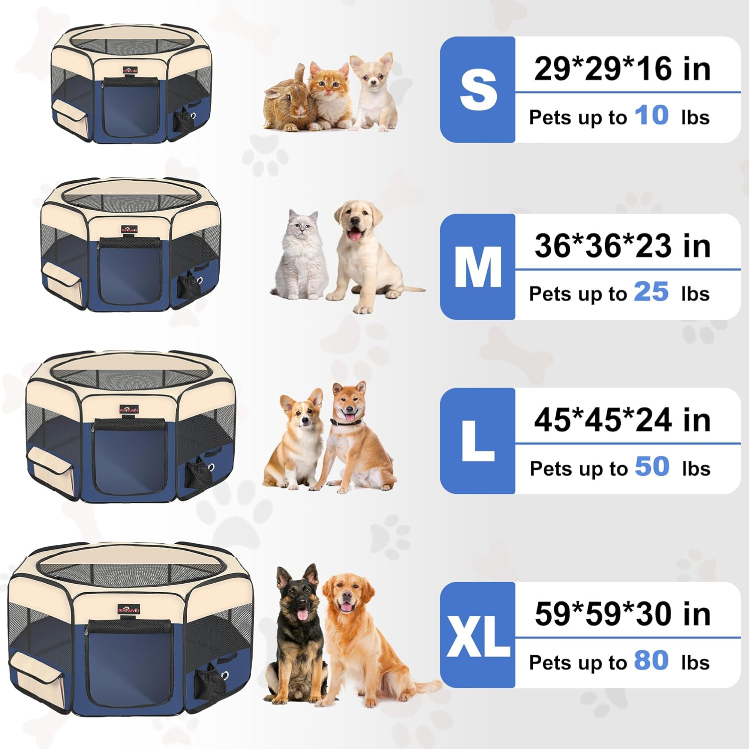 Dog Playpen, Cat Playpen - Foldable Pet Playpen with Carrying Case, Portable Pet Tent for Indoor/Outdoor Use | Water Resistant | Removable Shade Cover - (Blue, Small) image number 1