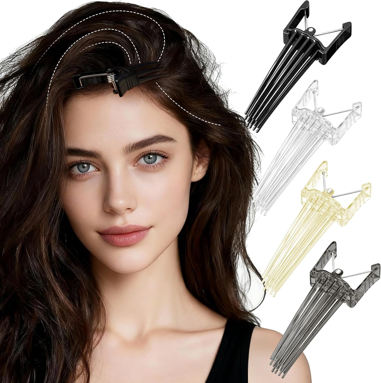 Volume Clips Hair Pack of 4 for Fluffy Ponies, Volume Clip for Hairline, Hair Clip No Imprint Hair Root Lifting Clips for Men and Women image number 2