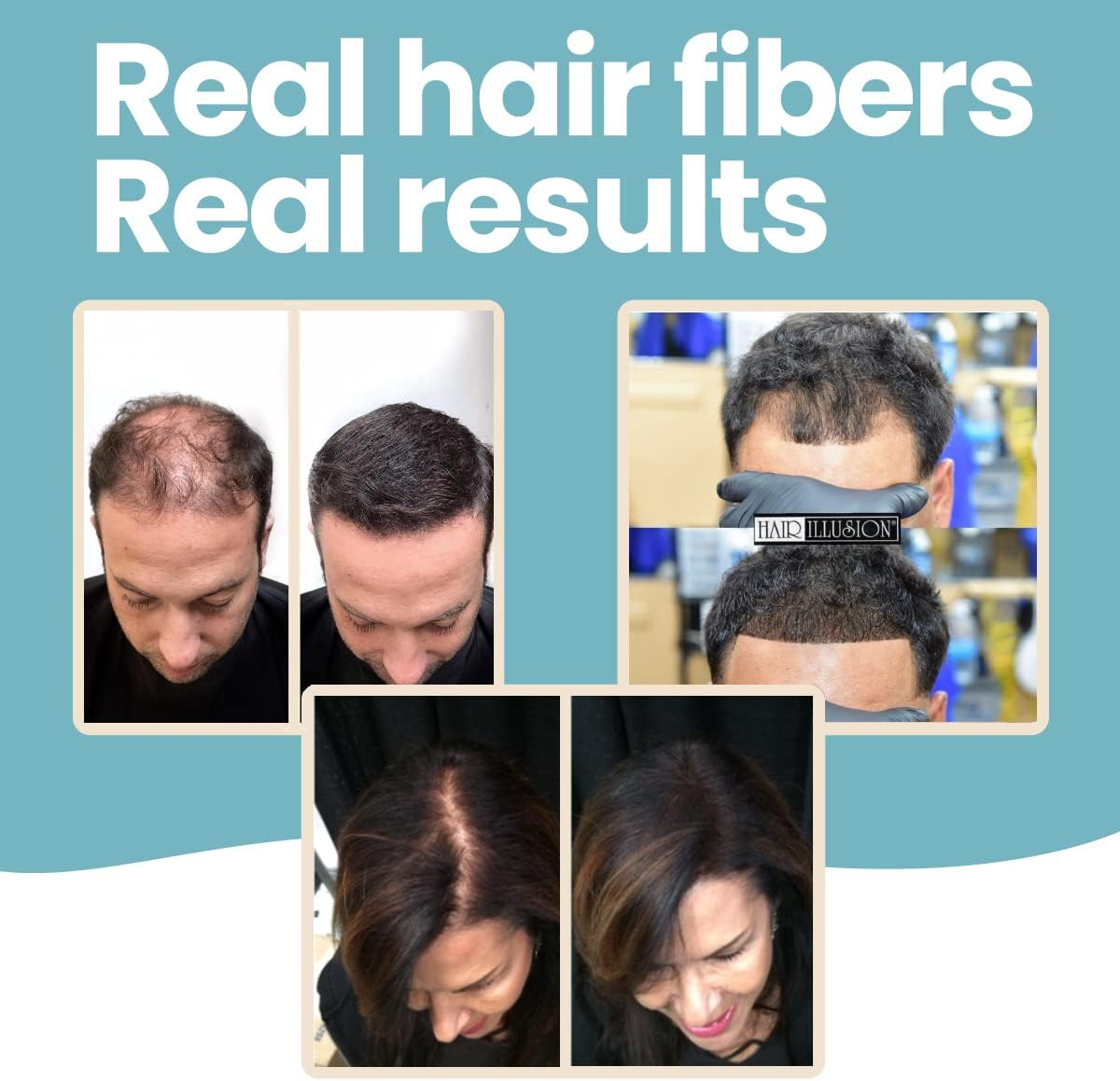 Hair Illusion Dark Brown Real Hair Fibers for Thinning Hair - 100% Natural Texture, Non Synthetic Hair Fibers - Bald Spot Cover up for Women & Men - 38 Gram image number 2