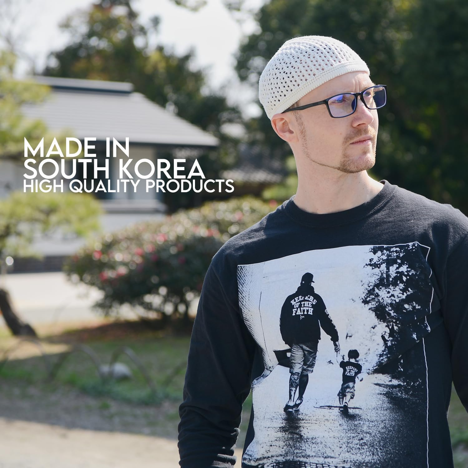 CHARM Knit Cotton Skull Cap Kufi - Mens Islam Prayer Hat Crochet Mesh Skully Beanie