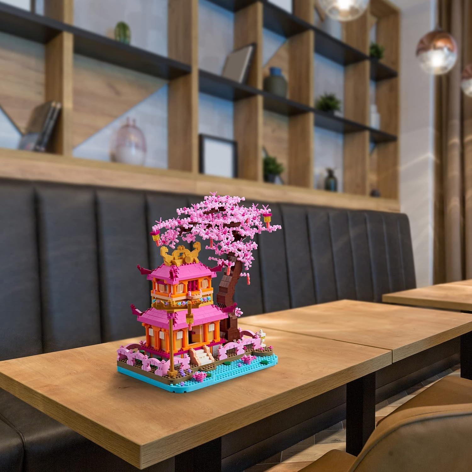 Japanese Cherry Blossom Tree Building Set with Gift Box Sakura Treehouse Plants Architecture Micro Blocks, Toys for Kids and Adults, 1810 PCS (With 2 Figure) image number 2