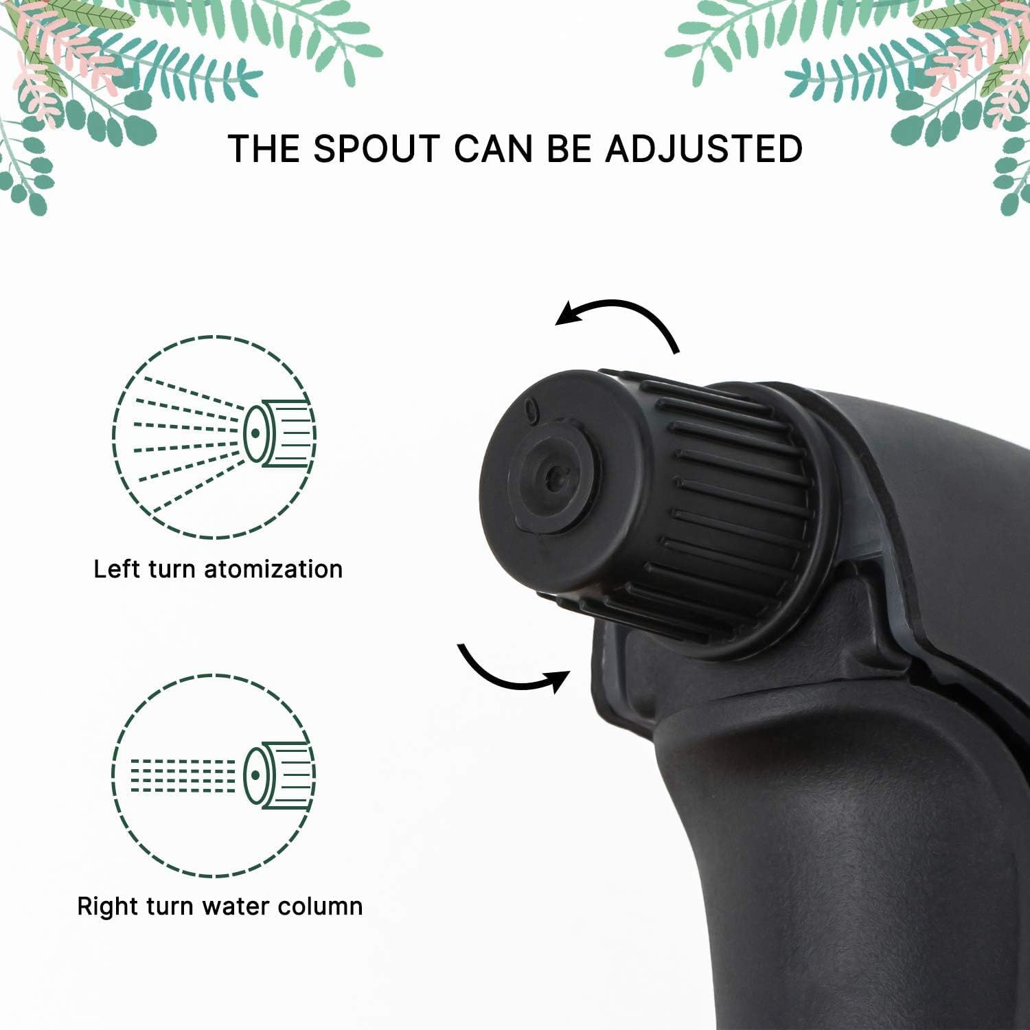 Berry&Bird Garden Plastic Spray Bottle, 0.13 Gal/16.9Oz Refillable Spray, Fine Mist Pattern for Patio, Home Balcony, Home Cleaning, Office Watering(500Ml, Dark Green) image number 4