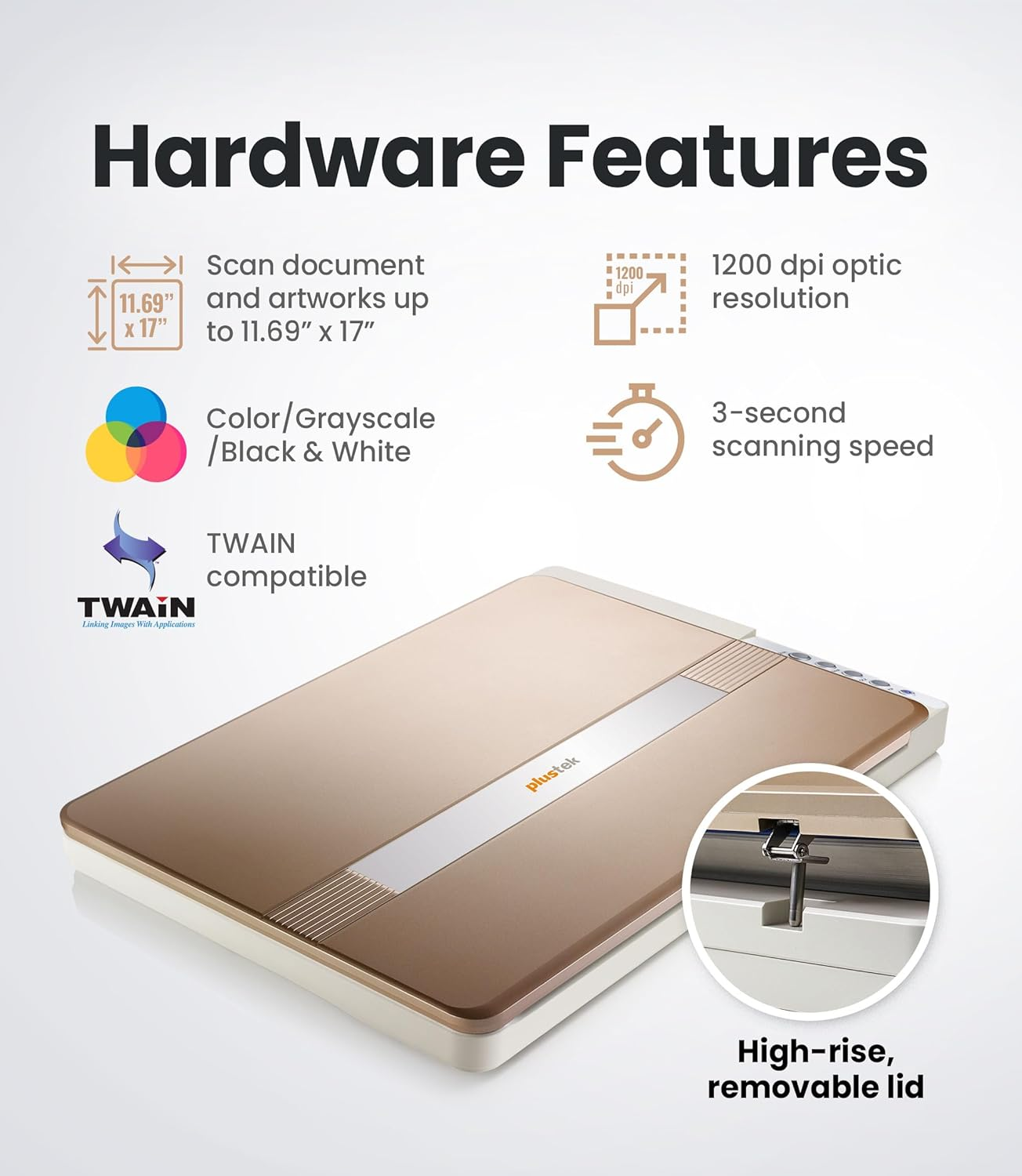 Plustek Opticslim 1680 - High Speed Large Format Flatbed Scanner, Scan Tabloid Size in 3 Seconds. Dual View Function Enable You to Quickly Check the Image Adjustment Effect image number 5