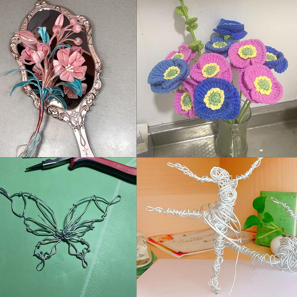 Armastuse 4 Pcs Aluminum Craft Wires, 1 Mm,1.5Mm,2Mm,3M, Bendable Craft Wire for Sculpting Armature DIY Jewelry Making (Silver)