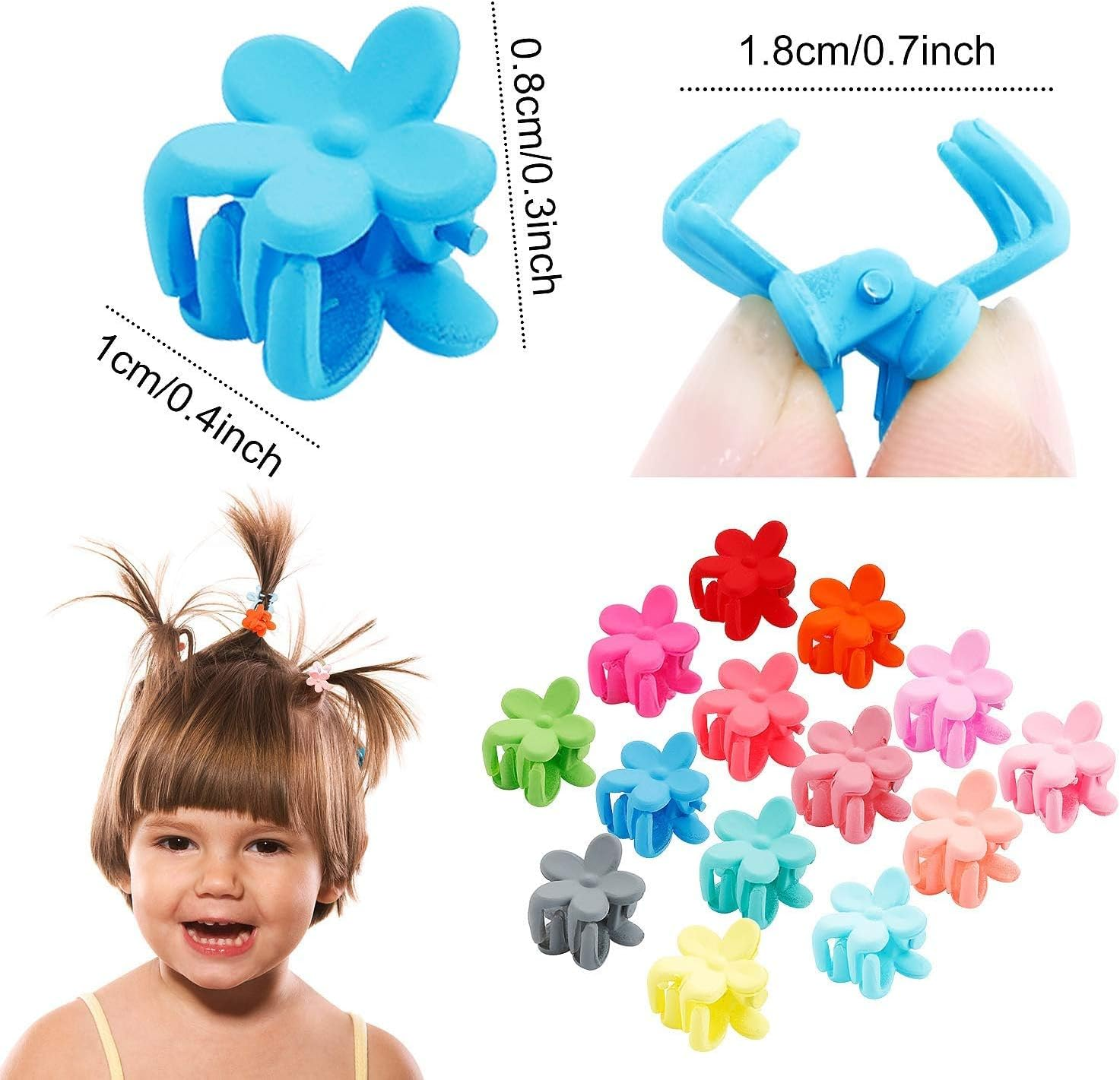 100 Pcs Mini Colorful Hair Claw Clips,Colorful Plastic Mini Hair Claw Clips Flower Hair Bangs Pin Girl Hair Accessories Clips(Random Color)