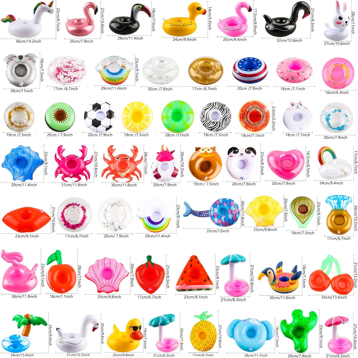 60 Pack Inflatable Drink Holders Inflatable Pool Cup Coasters Inflatable Drinking Cup Holder with Air Pump for Swimming Pool Beach Holiday Party Supplies image number 3