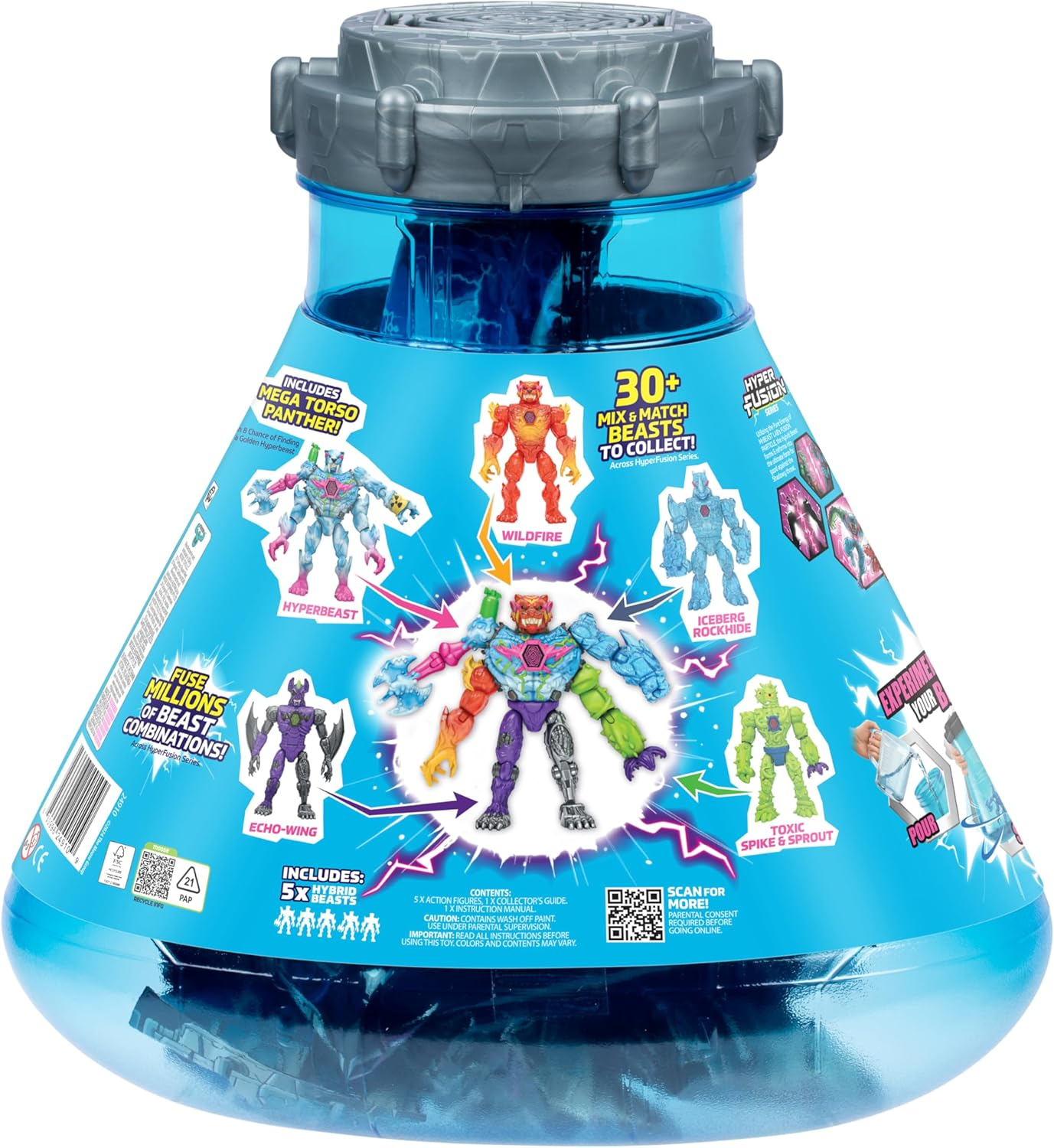 Mrbeast Lab Hybrids Mega Pack, Reveal Different Hybrid Parts to Create 5 Mix & Match Action Figures, Including a Mega Torso Panther Experiment to Reveal Hybrid'S Real Colors, Collect 30+ Beasts image number 5