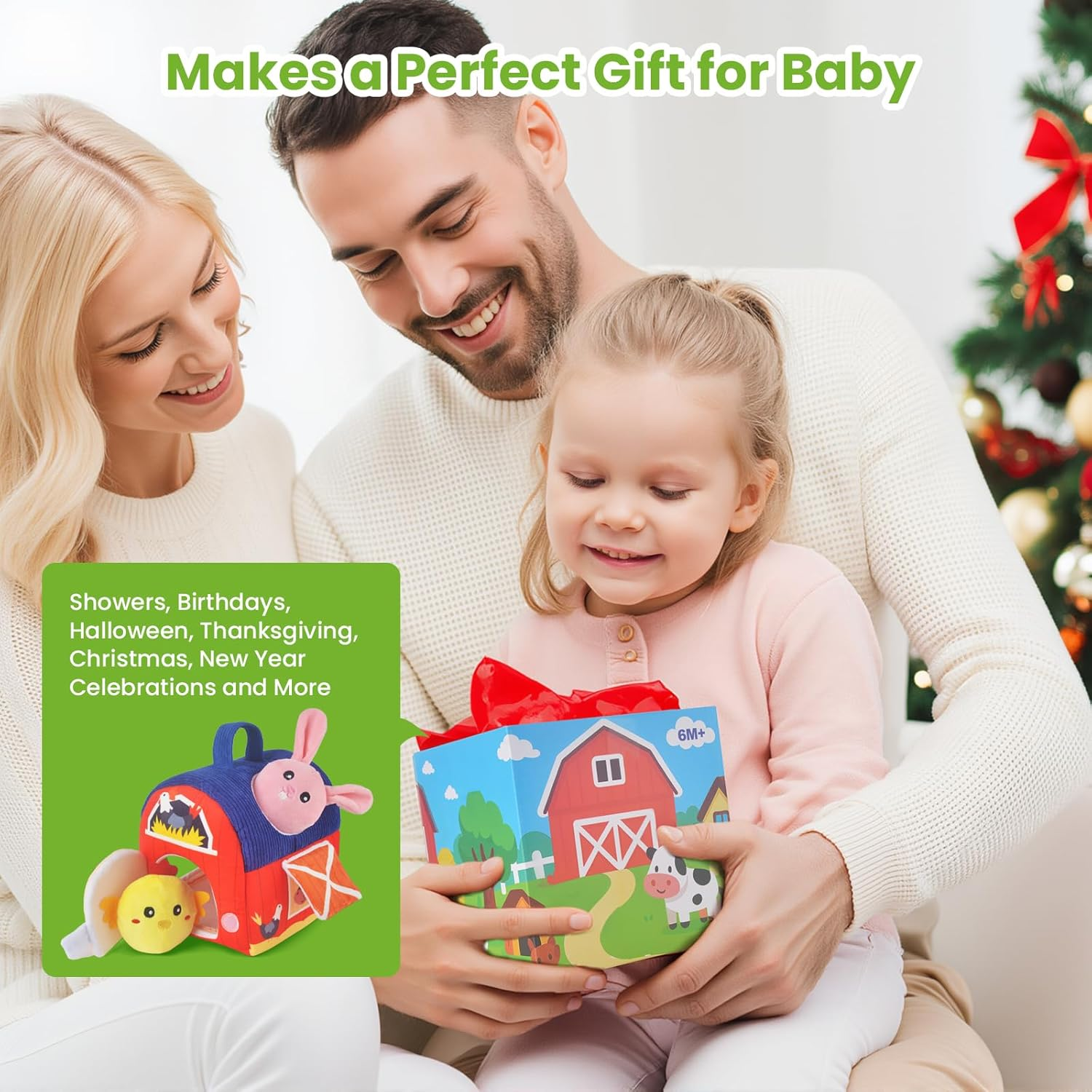 Farm Animal Blind Box, 6 Pack Sensory Plush Dolls for Infants 6-12 Months, Educational Baby Toy & Shower Gift image number 4