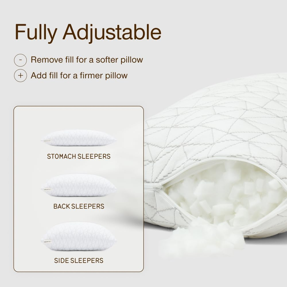 Premium Shredded Memory Foam Camping and Travel Pillow with Bamboo Derived Viscose Rayon Cover - Adjustable- Compressible - Includes Stuff Sack Great for Backpacking and Travel 19 X 14 image number 4