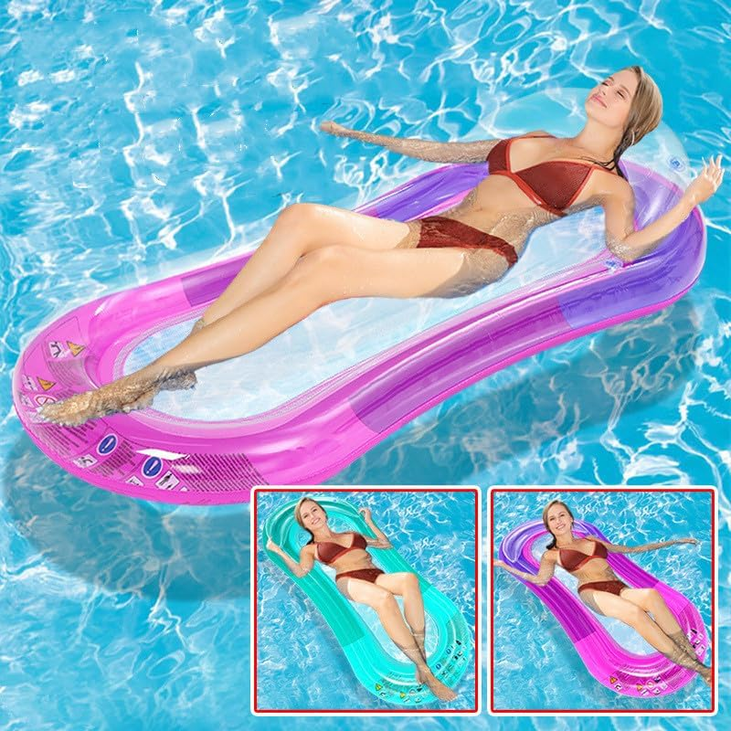 Transparent Gradient Mesh Inflatable Floating Row Water Hammock Swimming Air Mattress Summer Pool Beach PVC Float Bed Lounger (Color : 2) image number 6