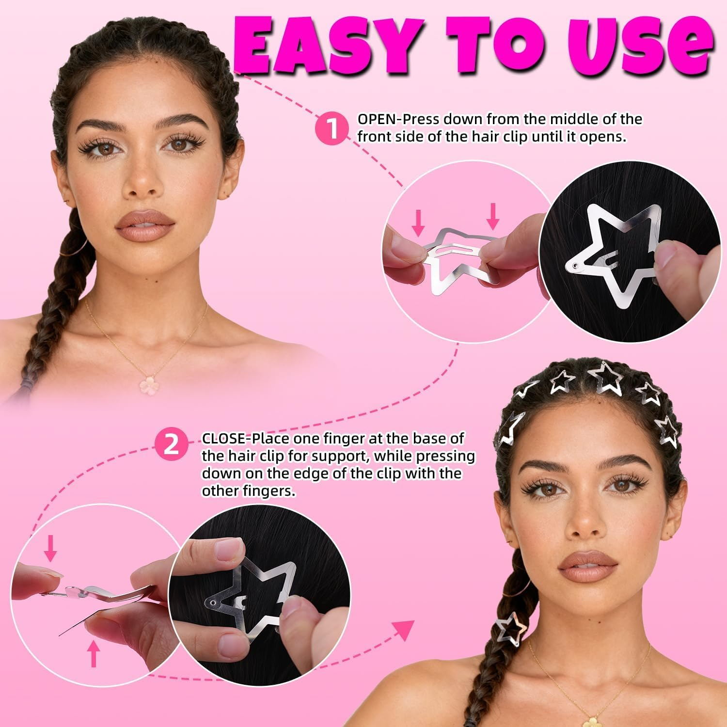 30 PCS Star Hair Clips and Barrettes Set -20 PCS 1.18 "And 10 PCS 1.57" Silver Hair Clips, Anti-Slip Metal Silver Star Clips Hairpin, Fashionable Party Daily Hairpins for Women and Girls - Silver image number 4