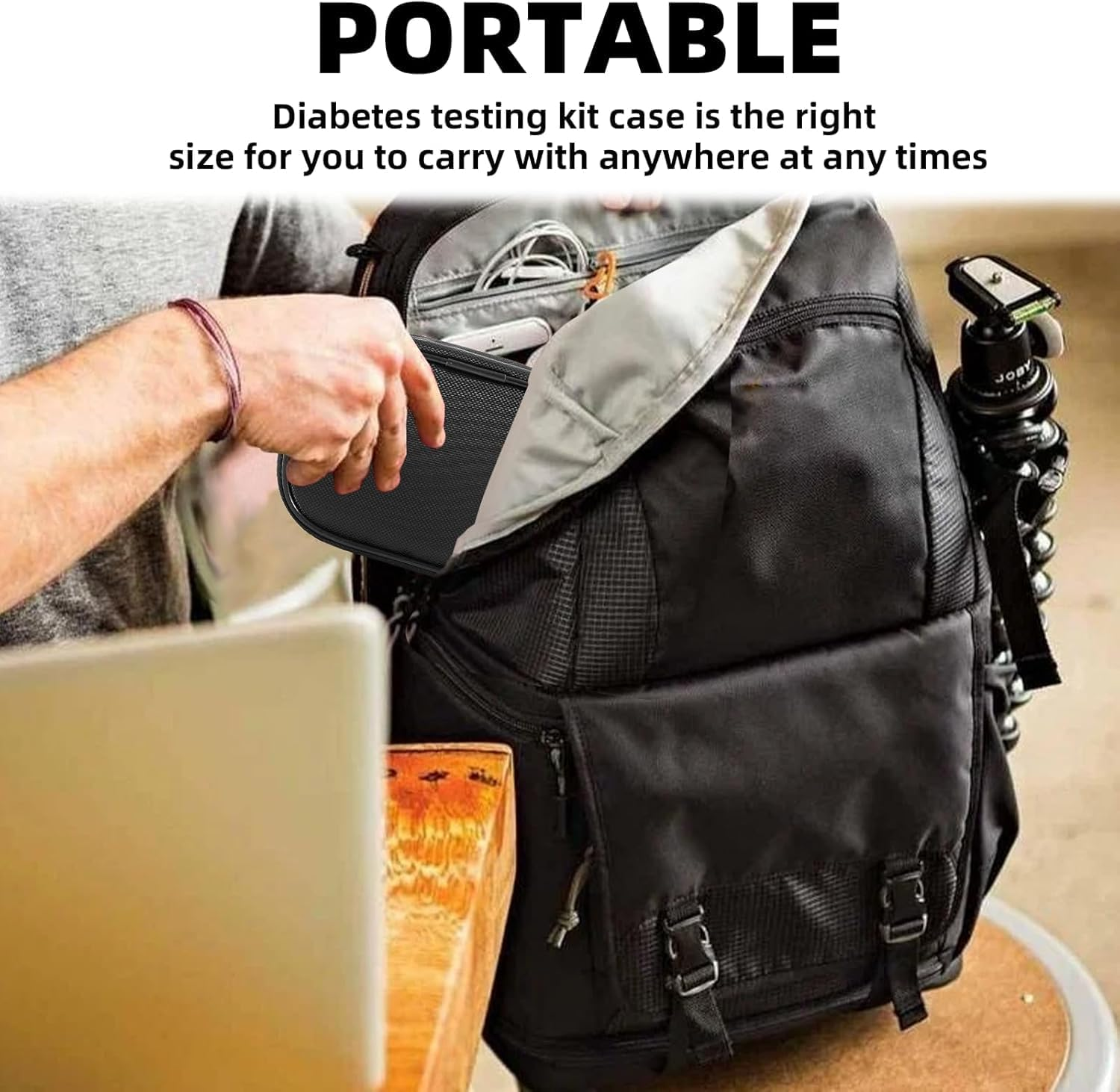 Diabetes Testing Kit Travel Organizer - Water-Resistant Oxford Fabric Storage Pouch with Mesh Compartments for Glucose Meter Lancets Test Strips Medical Supplies Portable Diabetic Essentials Carrier