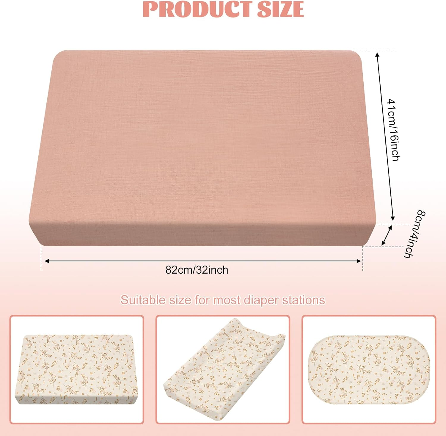 Changing Pad Cover, Baby Diaper Soft Changing Pad Sheets, Flexible Changing Table Pad Cover, Cotton Diaper Changing Pad, Comfortable Cotton Fitted Diaper for Baby Girls(Style 1) image number 3