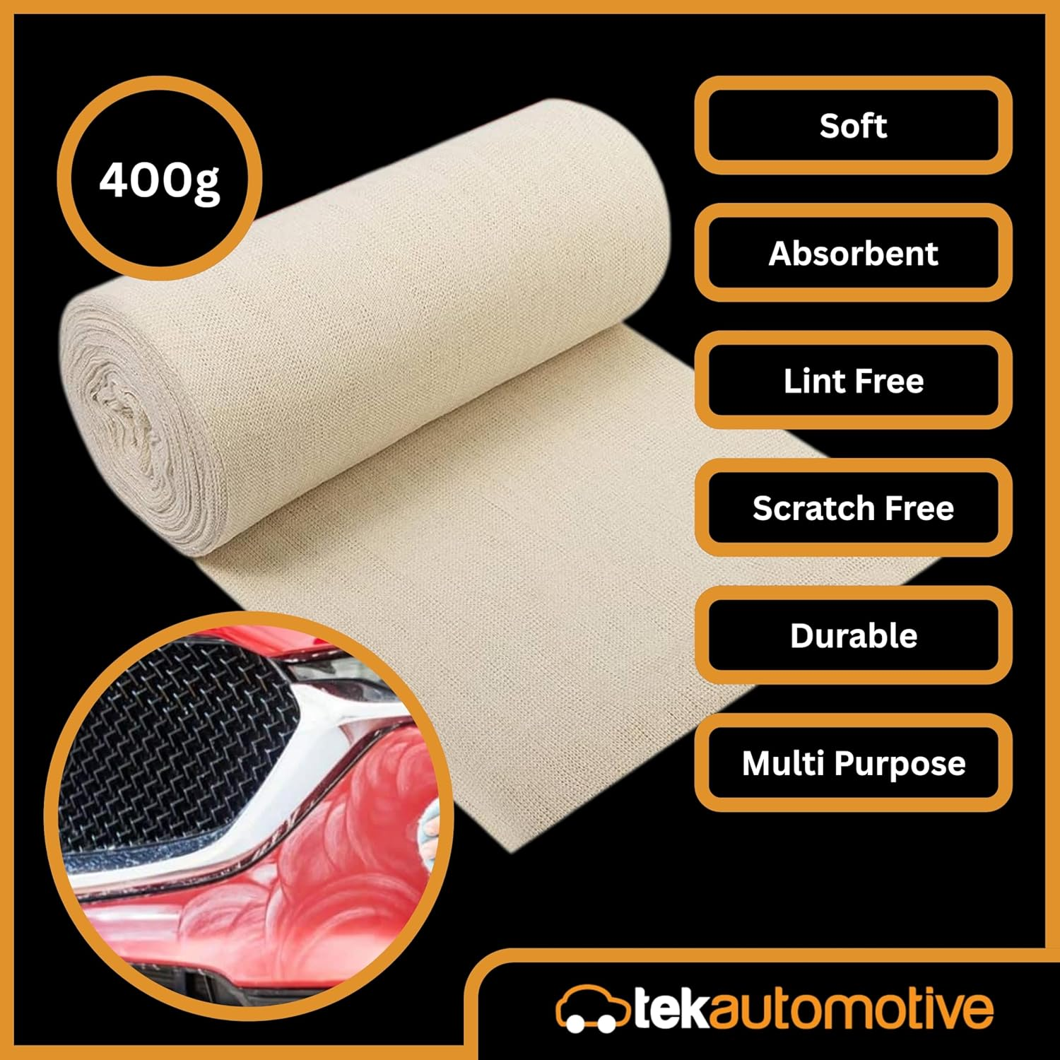 400G Stockinette Roll &ndash; 100% Pure Cotton Car Polishing Cloth, 9M Mutton Cloth Roll &ndash; Ultra-Soft, Lint Free Cloth for Waxing Wood, Buffing & Detailing &ndash; Reusable Polish Rag image number 1