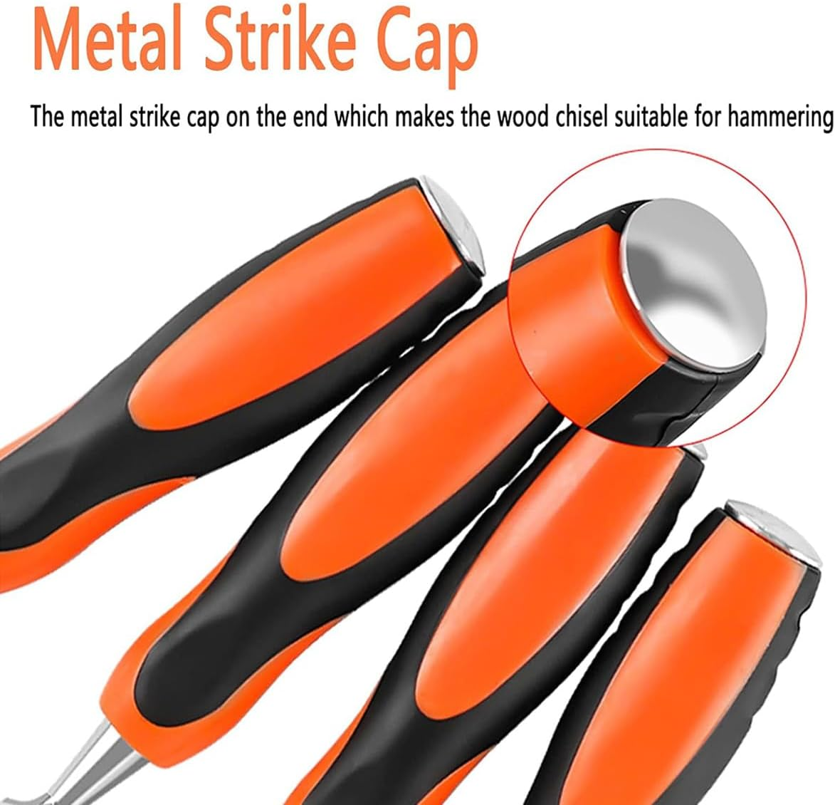 AIMALL Woodworking Chisel Set &ndash; Chrome-Vanadium Steel Blades, Rubber Handles, Flat Edge, 6-Piece Manual Woodworking Tools image number 6