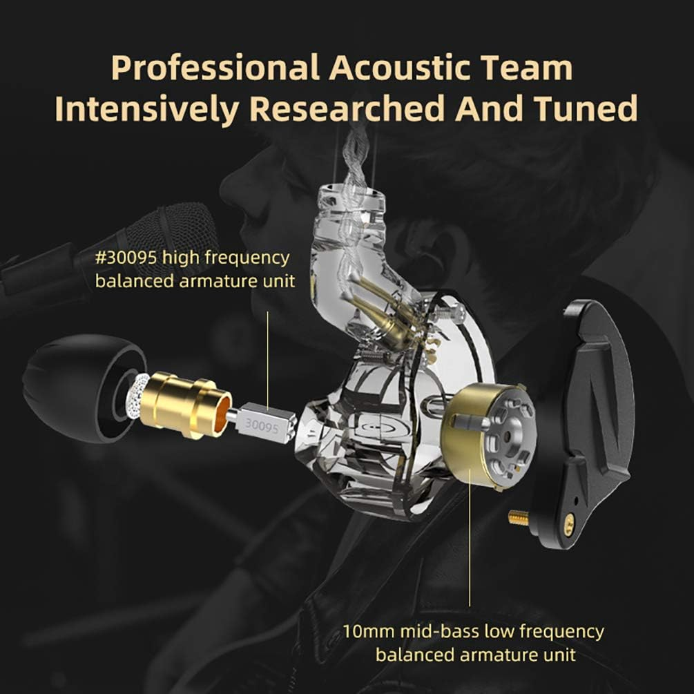 KZ ZSN Pro X In-Ear Earphone 1BA 1DD Hybrid Driver Bass Earbuds Hifi Iems Detachable Cable Sport Monitor Headphone Headset (With Mic,Black) image number 3