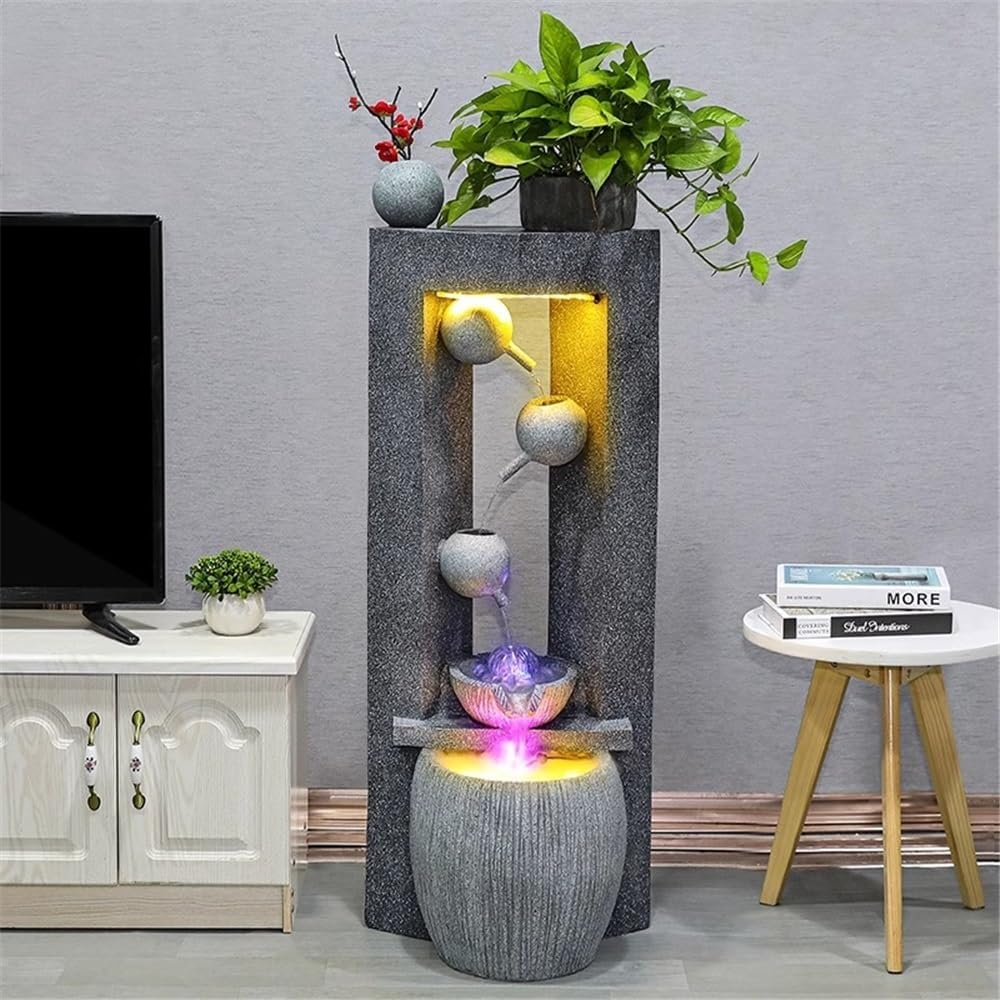 Outdoor Fountain Creative and Minimalist Bonsai Flowing Ornaments for Home Living Rooms Attracting Wealth Water Features Fountain Decorations(White) image number 3