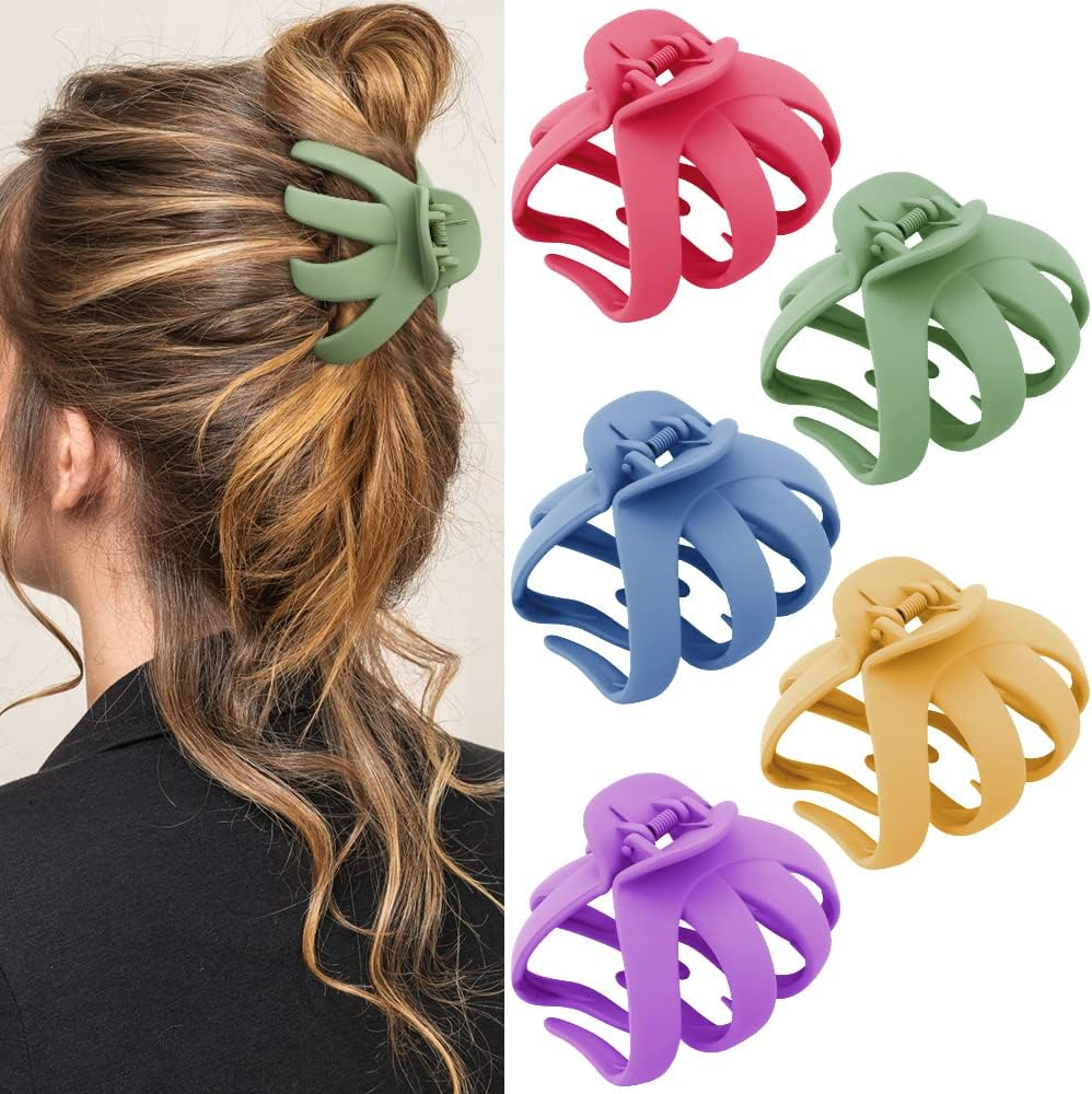 Jumbo Hair Claws for Thick Hair - 5 Pcs Giant Clips, Extra Large Hair Accessories for Women