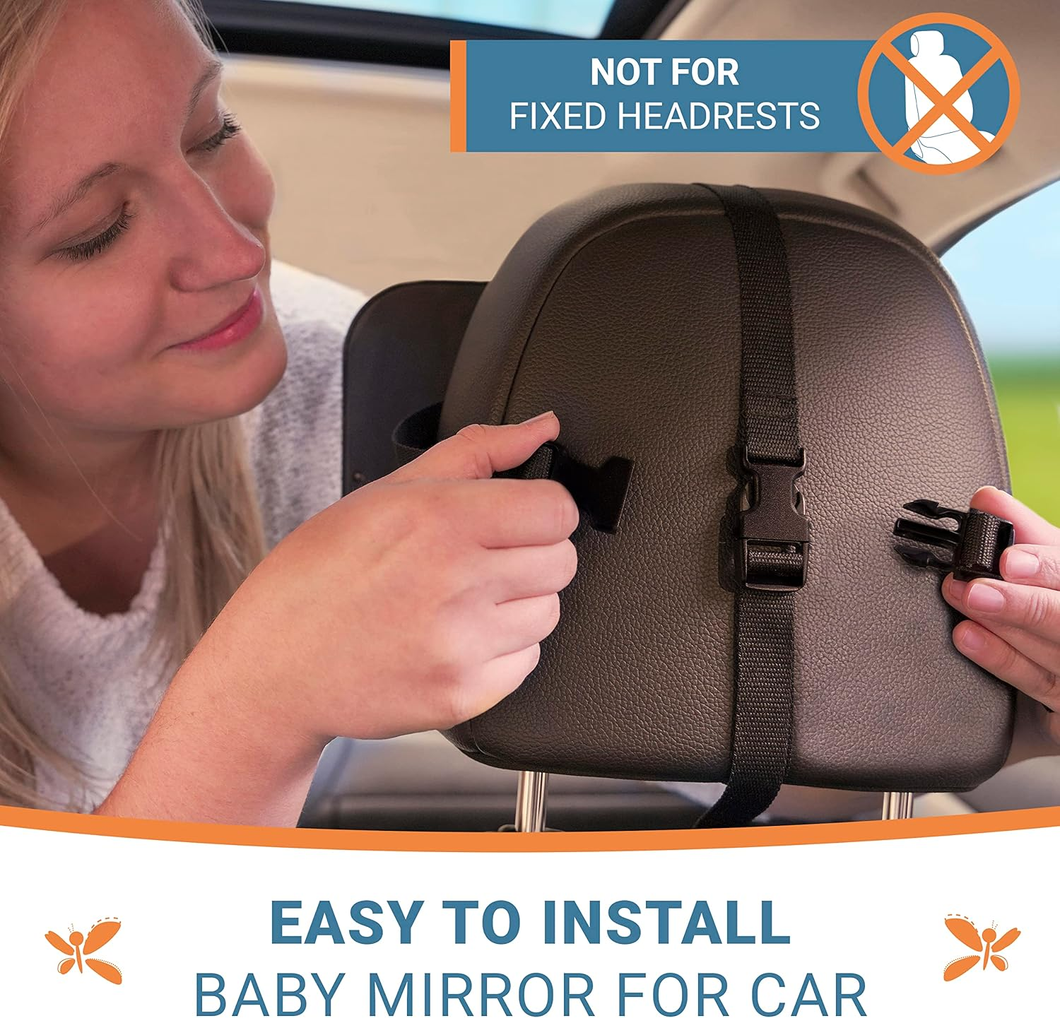 Cozy Greens Shatterproof Baby Car Mirror, Fully View Infant in Rear Facing Car Seat - Newborn Safety, Crash Tested & Extra Wide, Crystal Clear, 100% Lifetime Satisfaction Guarantee, Easy Install By image number 2