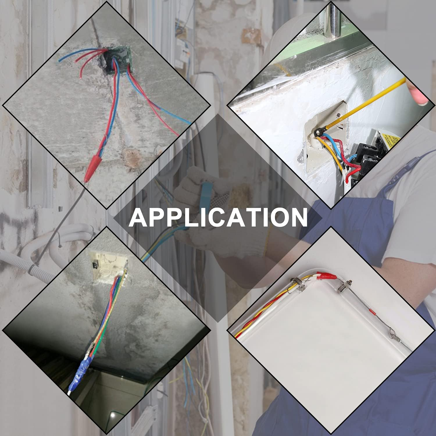 Boeray 11' Fiberglass Running Electrical Wire Cable Pulling Fish Tape Kit with 5 Different Attachments in a Carrying Case