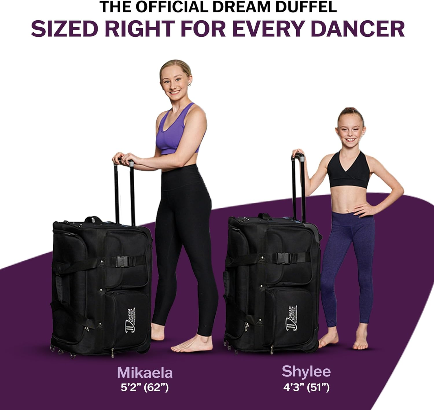 Medium Dream Duffel Rolling Bag with Garment Rack for Dance & Travel, 26&rdquo; Black image number 3