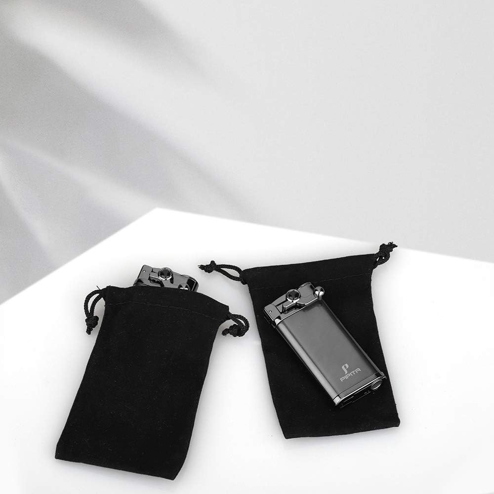 PIPITA 2Pcs Torch Lighter Windproof Pocket Lighter Jet Single Flame Lighters, Adjustable Flame and Refillbale Fuel Metal Lighter(No Butane) (Gray) - Sliver+Blue image number 4