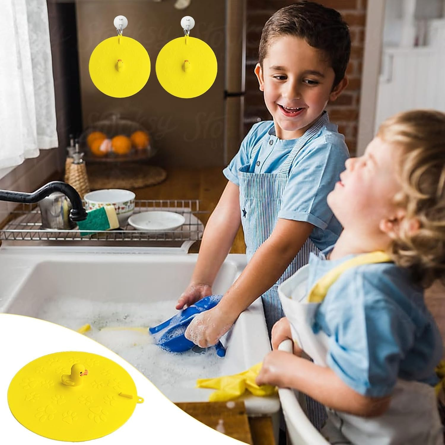 Bathtub Stoppers Drain Plug Cover, Cute Silicone Bath Drain Cover,Tub Stopper Flat for Shower Bathroom Laundry,Universal Sink Stopper Kitchen Drain,1 Pack Floor Drain Backflow Preventer (Yellow) image number 2