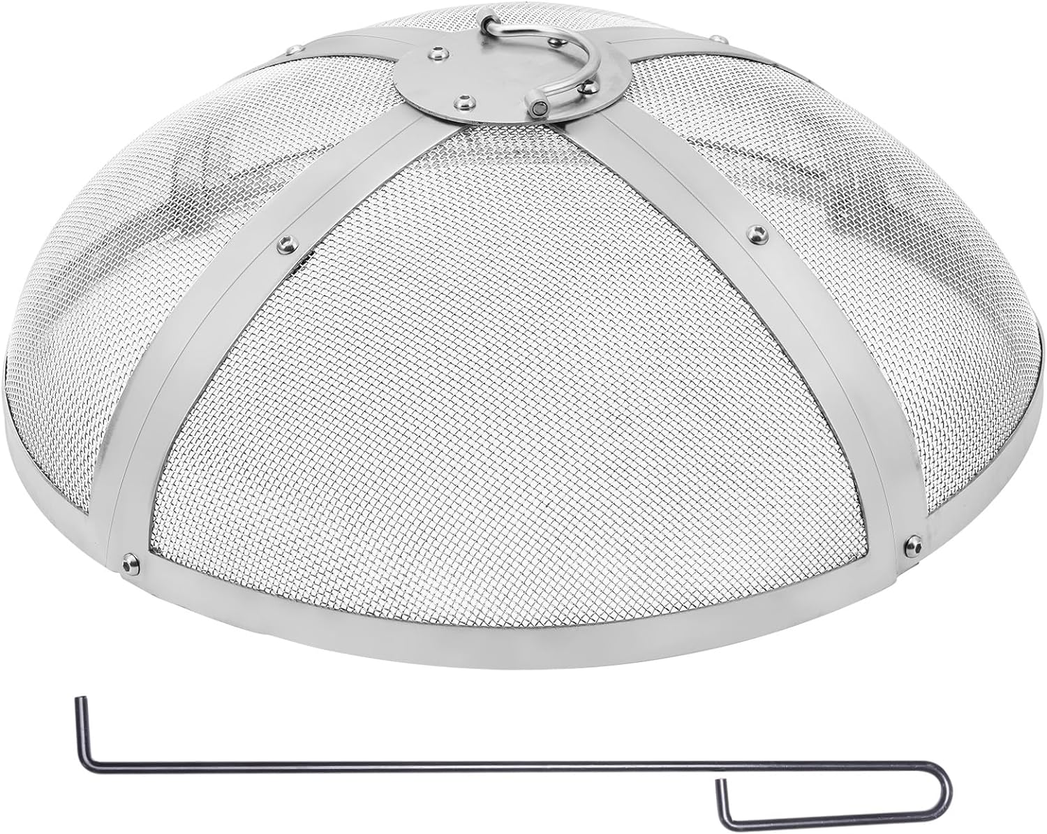 VEVOR Fire Pit Spark Screen round 27", Reinforced Heavy Duty Steel Metal Cover, Outdoor Firepit Lid, Easy-Opening Top Screen Covers round with Ring Handle for Outdoor Patio Fire Pits Backyard image number 1