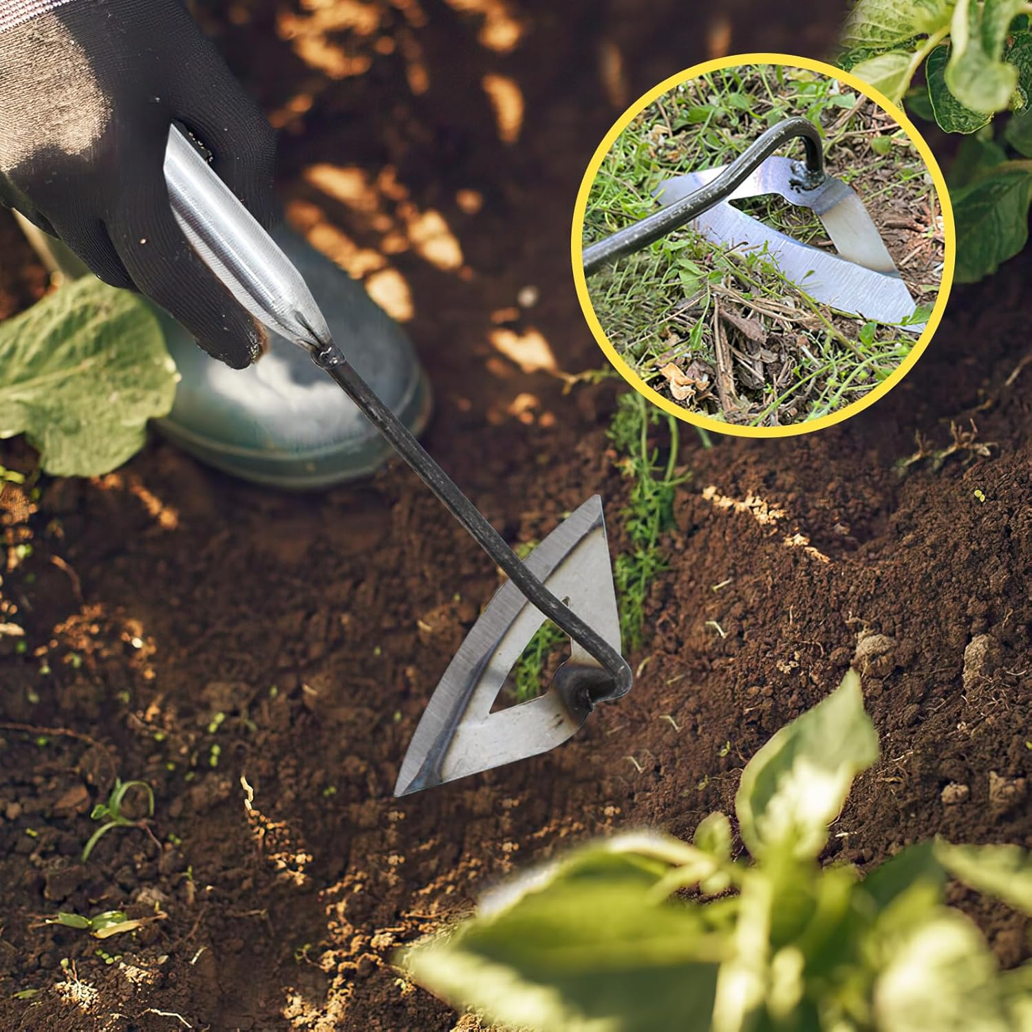 Xvxix Pack of 2 Hollow Hoe Made of Hardened Steel, Garden Hoe for Weeding, Hollow Hoe for Gardening, Garden Hoe Garden Tool, Garden Hoe for Weeding in the Garden, Loosening