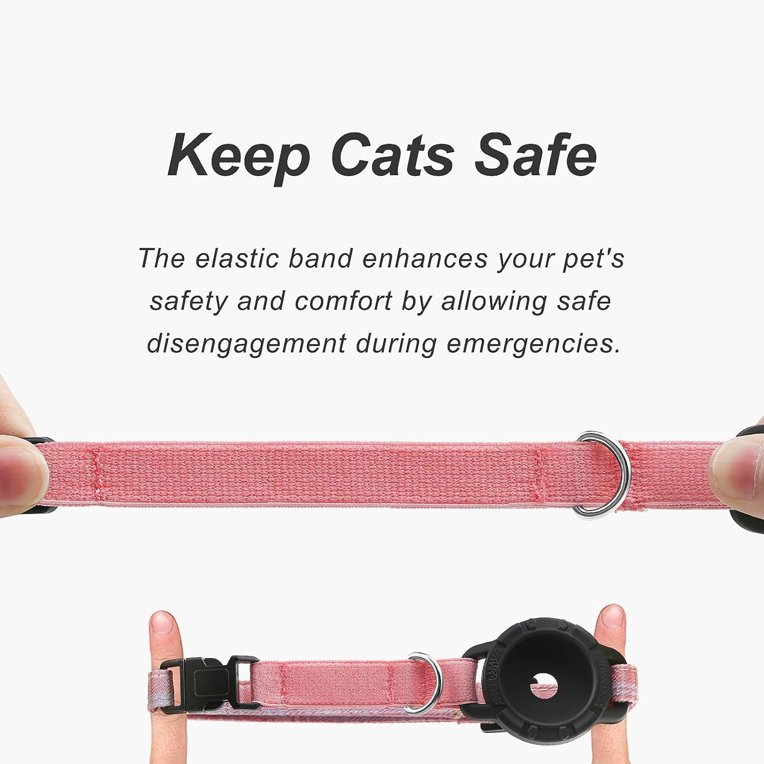 HHXWAN Airtag Cat Collar, Integrated GPS Cat Collar with Apple Air Tag Holder, QR Code Name Tag, Cat ID Tag Personalized Cat Collars for Girl Boy Cats, Kittens and Puppies image number 5