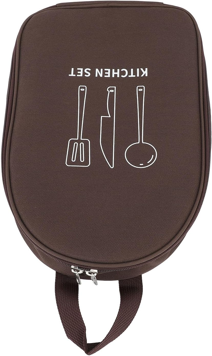 Camping Cooking Utensils Bag, Waterproof Oxford Travel Organizer Grill Accessories Bag, Compact Portable Storage Pouch for BBQ Camp Cookware Kitchen Accessories